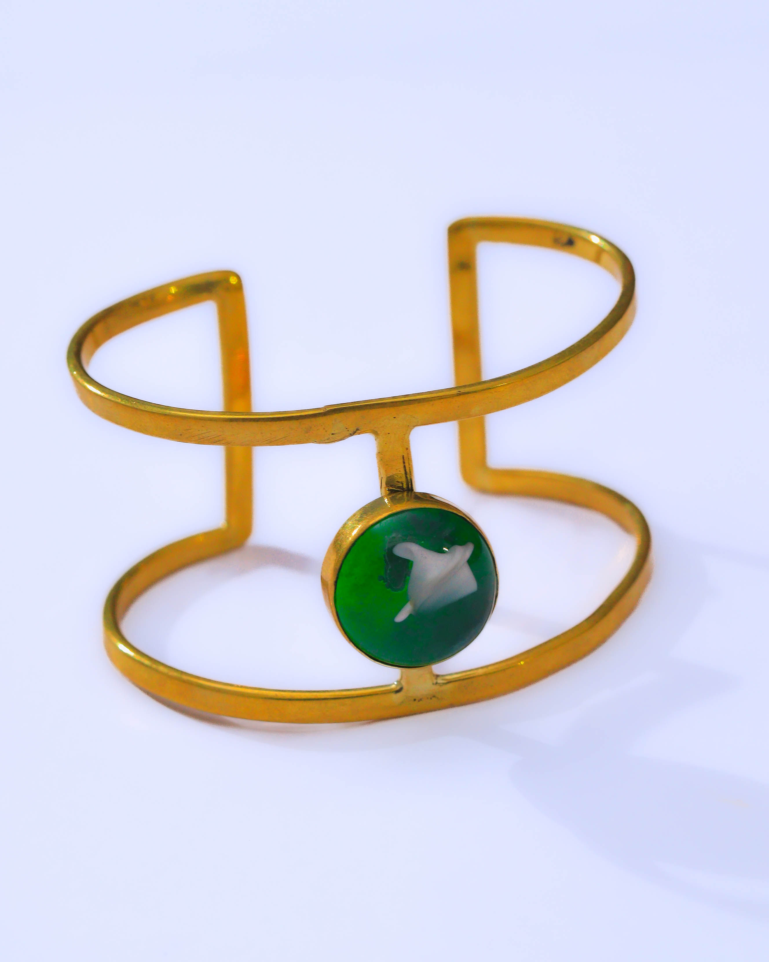 Green Stone Pendant Cuff