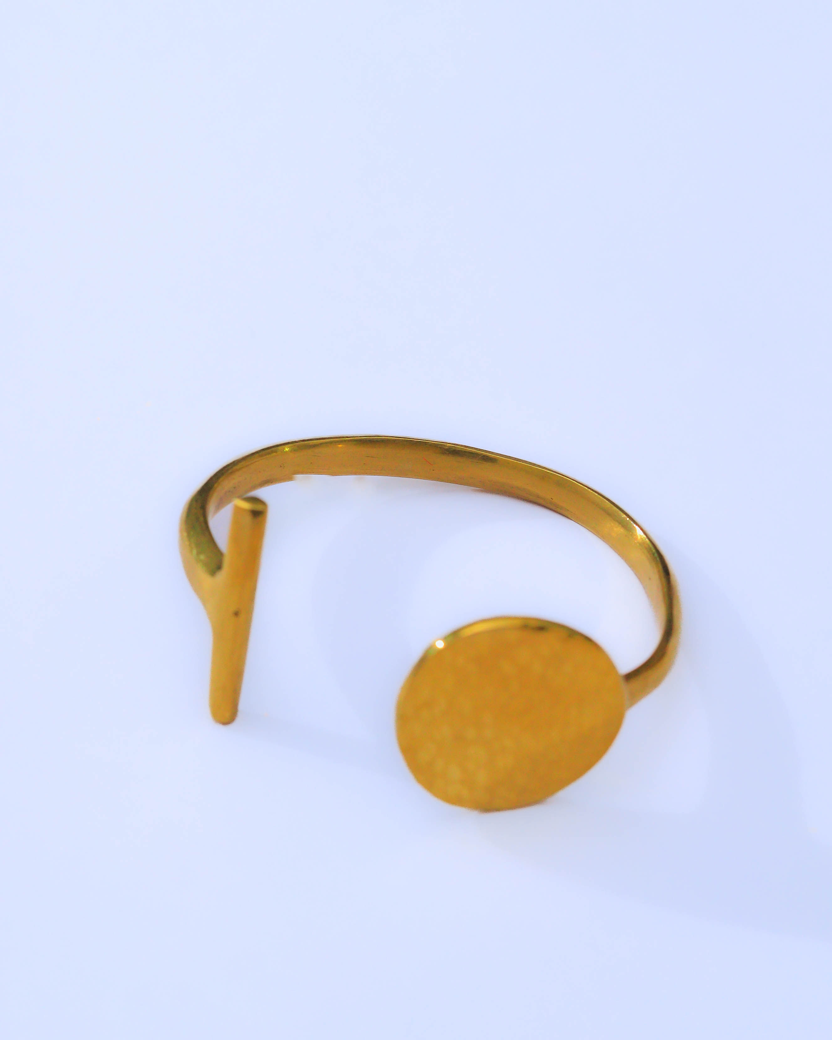 Round Brass Disc Open Cuff