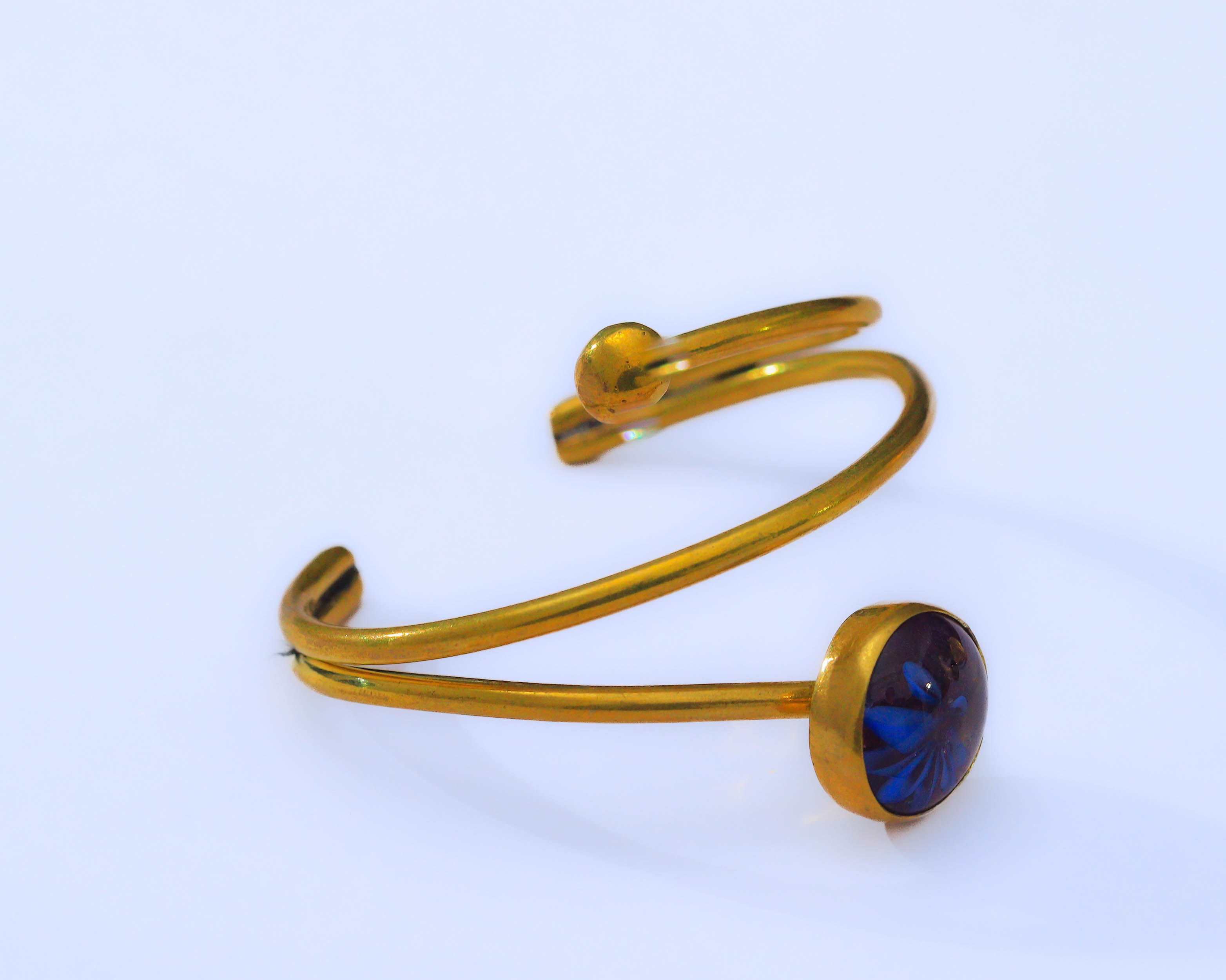 Spiral Wrap Bangle in blue stone