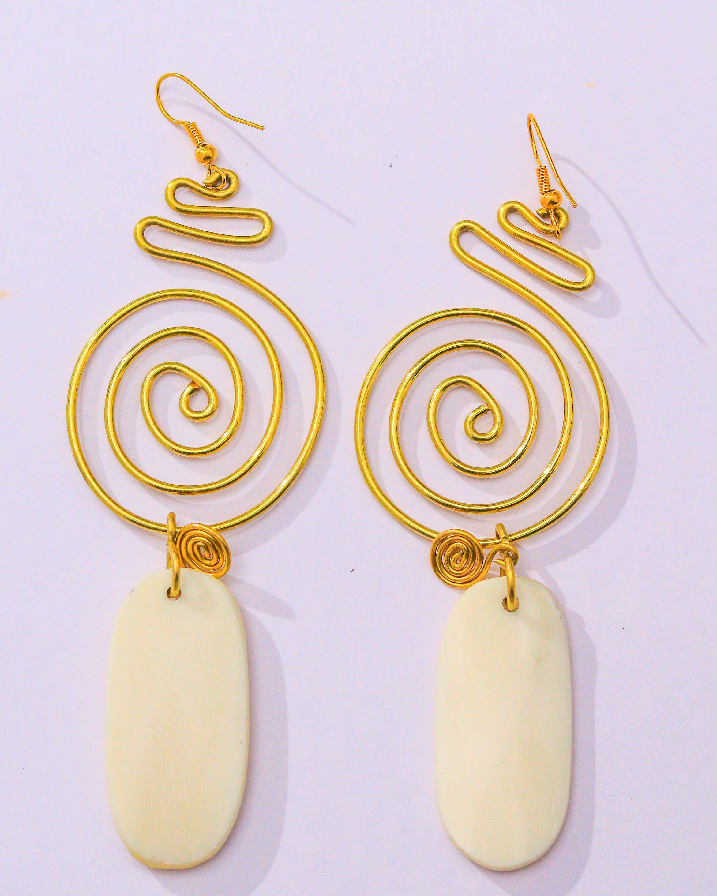 Spiral Wire Earrings with bone drop