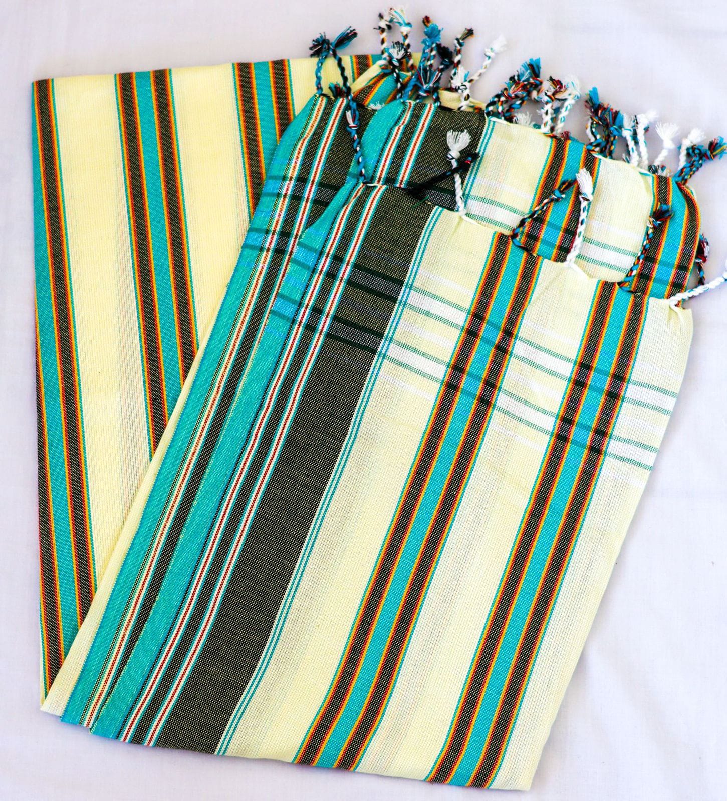 Lemon and Turquoise Striped Kikoy